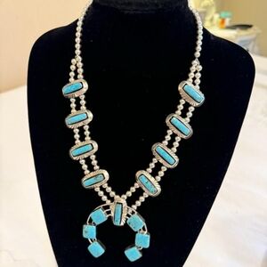 The native American Navajo Sterling turquoise squash necklace.